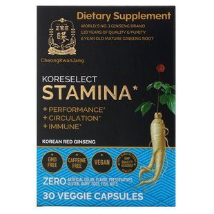 Mature ginseng root, Koreselect, Stamina, Cheong Kwan Jang, 30 vegetarian capsules