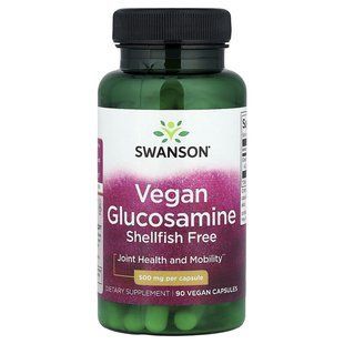 Вегетарианский Глюкозамин, Vegetarian Glucosamine - Shellfish Free, Swanson, 500 мг, 90 капсул купить в Киеве и Украине