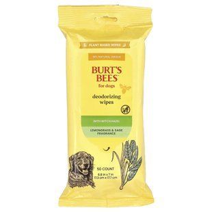 Burt's Bees, Deodorizing Wipes with Witch Hazel, For Dogs, Lemongrass & Sage, 50 Count купить в Киеве и Украине
