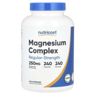 Nutricost, Magnesium Complex, Regular-Strength, 250 mg, 240 Capsules купить в Киеве и Украине