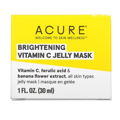 Желатиновая маска с витамином С, Brightening, Vitamin C Jelly Mask, Acure, 30 мл купить в Киеве и Украине