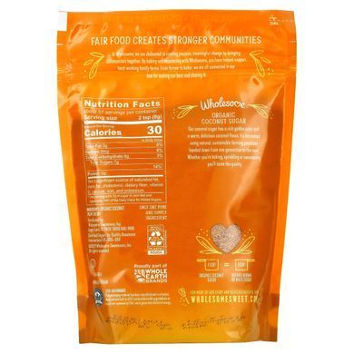 Organic coconut palm sugar, Wholesome Sweeteners, Inc., 16 oz (454 g)