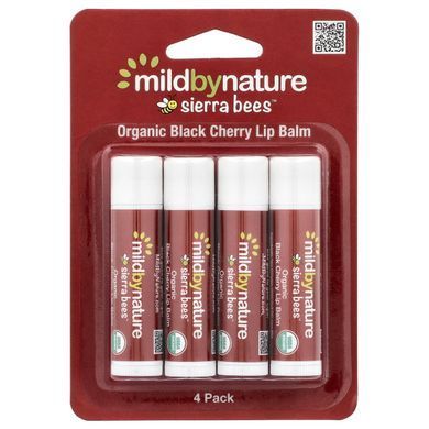 Mild By Nature, Sierra Bees&trade;, Organic Lip Balms, Black Cherry, 4 Pack, 0.15 oz (4.25 g) Each