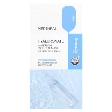 MEDIHEAL, Hyaluronate Watermide Essential Beauty Mask, 4 Sheets, 0.81 fl oz (24 ml) Each