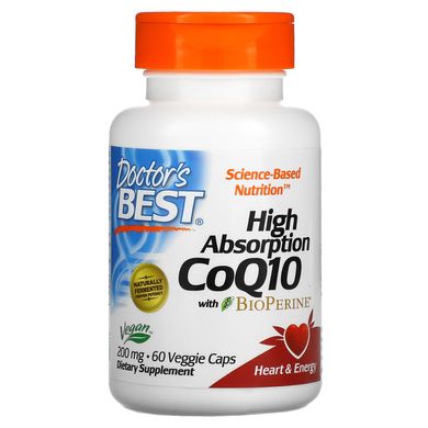 Коензим Q-10 з біоперіном Doctor's Best (CoQ10 with Bioperine) 200 мг 60 капсул