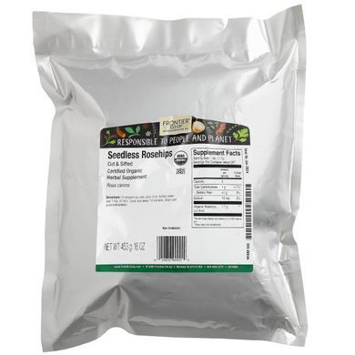 Шиповник ягоды без семян нарезанные и просеянные органик Frontier Natural Products (Rosehip Rosehips) 453 г купить в Киеве и Украине