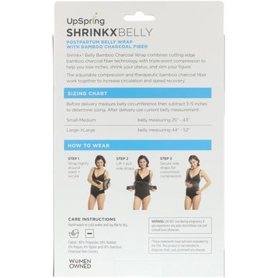 Shrinkx Belly, бандаж для послеродового периода с древесным бамбуковым волокном, размер L/XL, черный, UpSpring, купить в Киеве и Украине