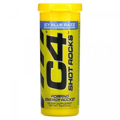 Предтренировочная добавка, голубая малина во льду, Cellucor, C4 Shot Rocks, 12 флаконов, 15 г в каждом купить в Киеве и Украине