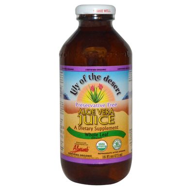 Органічний сік Алое Вера з цілісного листя Lily of the Desert (Organic Aloe Vera Juice Whole Leaf) 473 мл