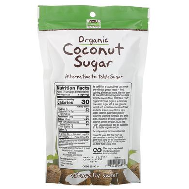 Органічний кокосовий цукор Now Foods (Organic Coconut Sugar) 454 г