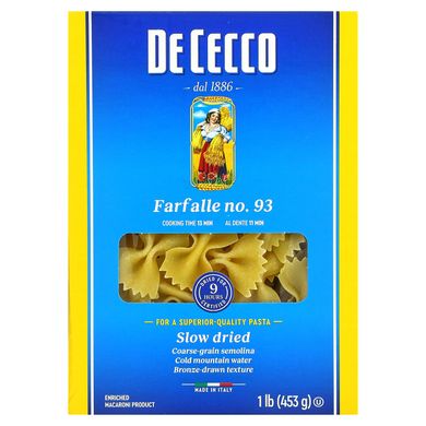 De Cecco, Farfalle No. 93, 1 фунт (453 г) купить в Киеве и Украине