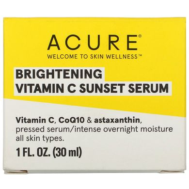 Освітлююча сироватка на заході з вітаміном C, Brightening Vitamin C Sunset Serum, Acure, 30 мл
