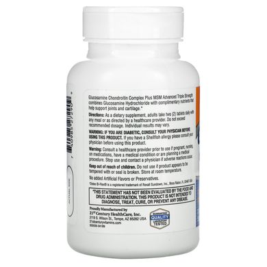 Комплекс глюкозаміну і хондроїтину з метілсульфонілметаном 21st Century (Glucosamine Chondroitin Complex) 80 таблеток