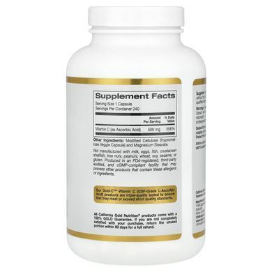 Вітамін C California Gold Nutrition (Gold C Vitamin C) 500 мг 240 вегетаріанських капсул