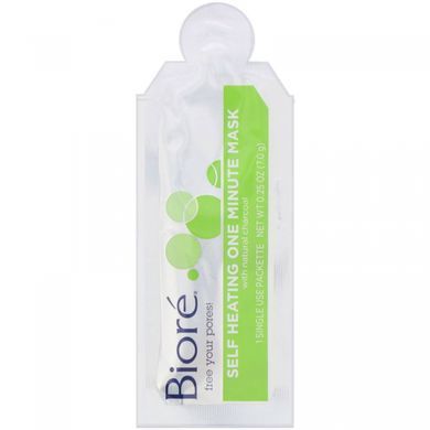 Однохвилинна маска що самонагрівається з вугіллям Biore (Self Heating One Minute Beauty Mask Charcoal) 4 одноразових пакети по 7 г
