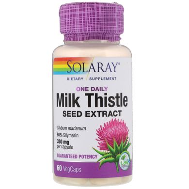 Екстракт насіння розторопші для прийому раз на день Solaray (Milk Thistle One Daily Supplement) 350 мг 60 вегетаріанських капсул