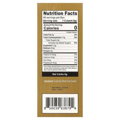 Health Garden, Monk Fruit With Erythritol Cubes, 48 Cubes, 7.62 oz (216 g)