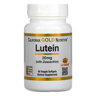 Лютеїн із зеаксантином California Gold Nutrition (Lutein/Zeaxanthin) 20 мг 60 рослинних м'яких таблеток