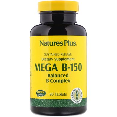 Mega B-150, Сбалансированный комплекс витаминов группы B, Nature's Plus, 90 таблеток купить в Киеве и Украине