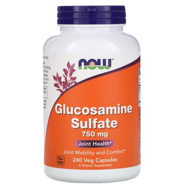 Глюкозамин Сульфат Now Foods (Glucosamine Sulfate) 750 мг 240 капсул купить в Киеве и Украине