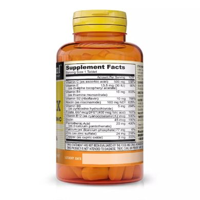 Комплекс вітамінів В від стресу з антиоксидантами та цинком Mason Natural (Stress B-Complex With Antioxidants + Zinc) 60 таблеток