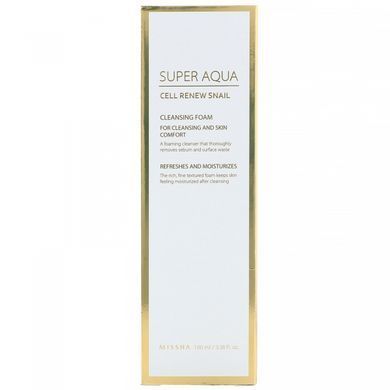 Очищаюча піна, Super Aqua, Cell Renew Snail, Cleansing Foam, Missha, 3,38 рідкої унції (100 мл)