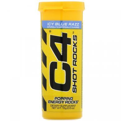 Предтренировочная добавка, голубая малина во льду, Cellucor, C4 Shot Rocks, 12 флаконов, 15 г в каждом купить в Киеве и Украине
