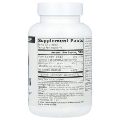 L-триптофан из коензимом B6 Source Naturals (L-Tryptophan with Coenzyme B6) 120 таблеток купить в Киеве и Украине
