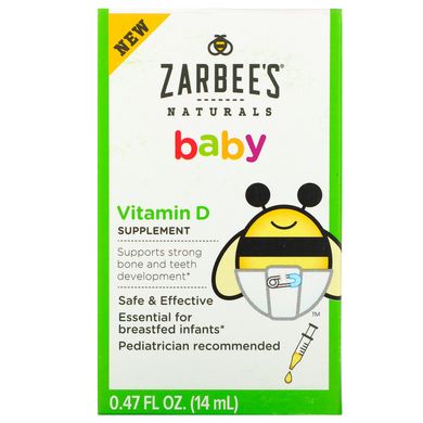 Нечуралс, вітамін D для малюків, Zarbee's, 0,47 рі унц (14 мл)