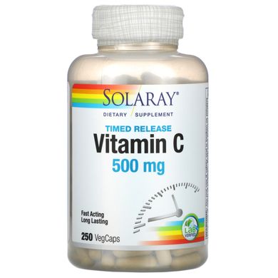 Вітамін C з повільним вивільненням, Vitamin C w/ Rose Hips & Acerola, Solaray, 500 мг, 250 капсул