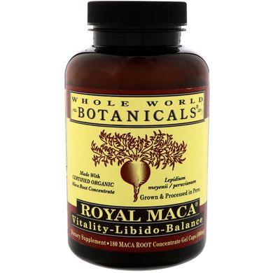 Королівська мака, Whole World Botanicals, 500 мг, 180 гелевих капсул