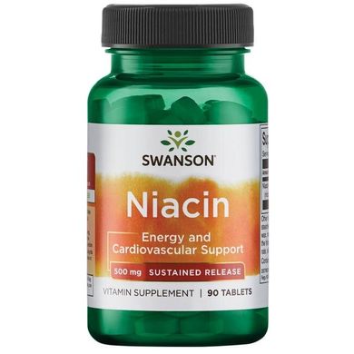 Ніацин - поступальний-реліз, Niacin - Sustained Release, Swanson, 500 мг 90 таблеток