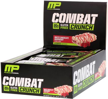 Білкові батончики шоколад малина MusclePharm (Combat Crunch) 12 шт по 63 г